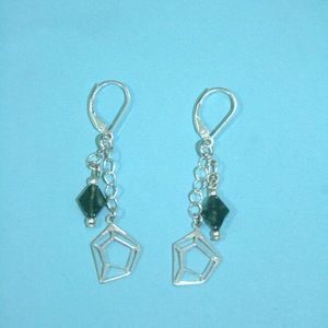 Sterling Silver dangle earrings with Genuine Moss Agate